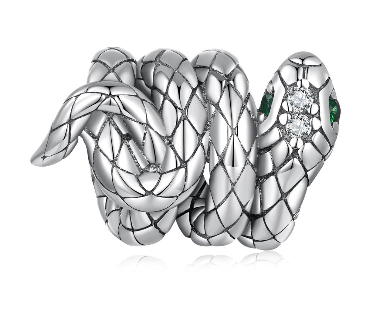 VOROCO Charm 925 Sterling Silver Bracelet Necklace Pendant Bead Charms Jewelry Gift for Women Mother Daughter Grandma Family Friends (Silver Snake)