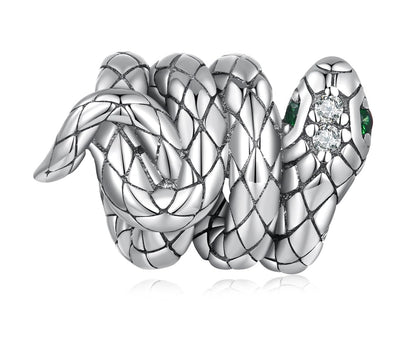 VOROCO Charm 925 Sterling Silver Bracelet Necklace Pendant Bead Charms Jewelry Gift for Women Mother Daughter Grandma Family Friends (Silver Snake)