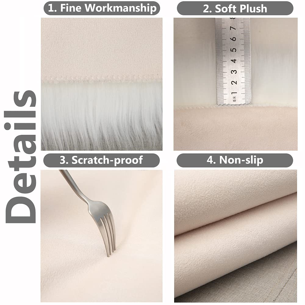 Qiodo 2Pack 12’’ Small Faux Fur Cushion Fluffy Plush Area Rug Photo Props