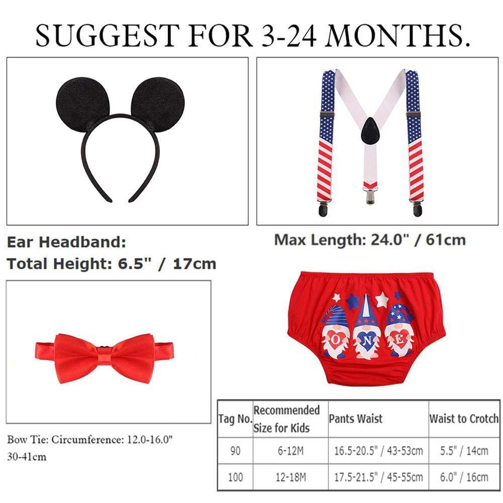 IMEKIS Baby Boys First 1st Birthday Cake Smash Outfit Wild ONE Bloomers Diaper Cover + Suspenders + Bowtie + Headband for Photo Props Party Costume Black Crown Wild One 6-12 Months