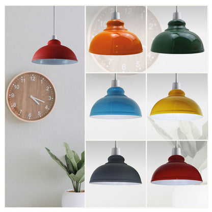 DC Voltage Industrial Ceiling Pendant Light Shades Retro Style Curvy Dome Shaped lamp Shades Metal Easy fit Ceiling Pendant Light Shades for Light fixtures (Grey)