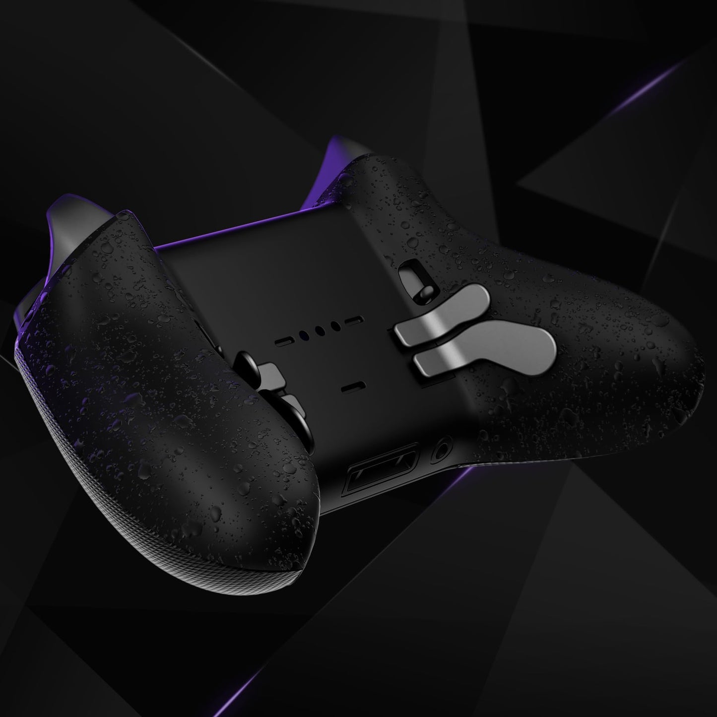 eXtremeRate Replacement Bottom Shell Case for Xbox Elite Series 2 Controller, Textured Black Non-Slip Back Housing Shell, 3D Splashing Cover for Xbox Elite Series 2 Core Wireless Controller Model 1797