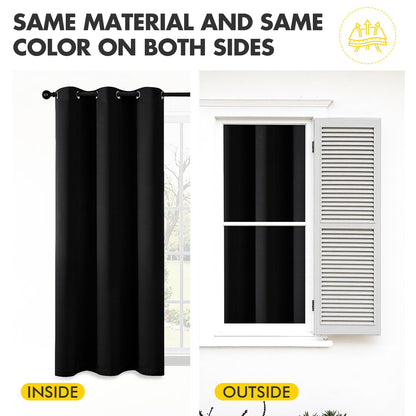 MIULEE Black Blackout Curtains for Bedroom Living Room 84 Inches Long 2 Panels, Thermal Insulated Room Darkening Drapes Solid Grommet Top Noise Reduction Light Blocking Halloween Window Treatments
