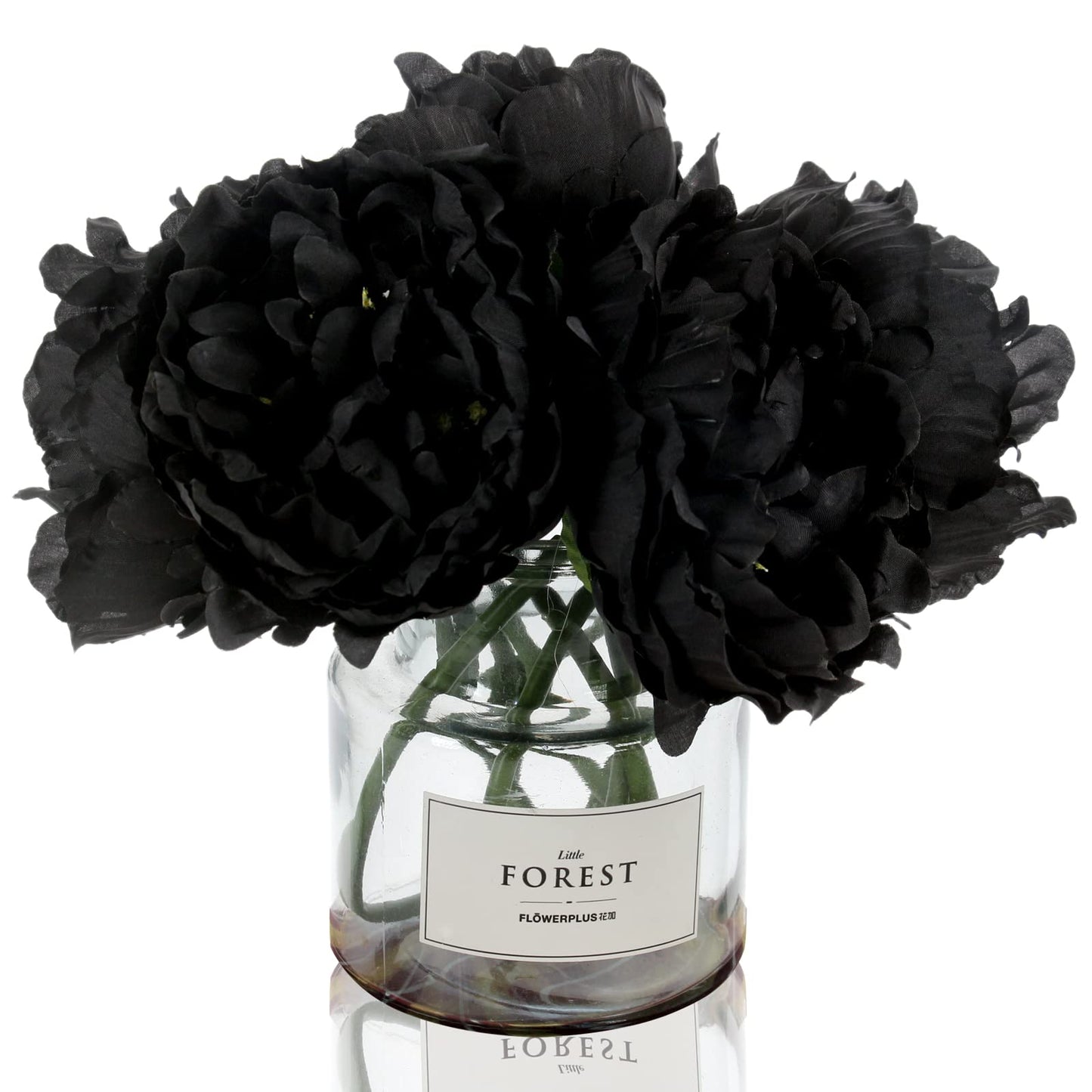 Tinsow Artificial Peony for Home Decoration, 5 Pcs Faux Black Peonies Flowers for Halloween Decoration, Silk Flowers Bouquet,(Black, 5)
