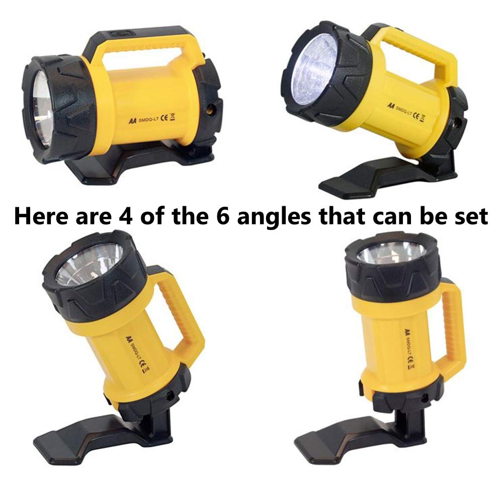 AA Heavy Duty LED Torch AA3881 – 180 m Beam Distance, Adjustable Base 6 Angles, 120 Lumens, Weatherproof, Batteries Included, Black Yellow