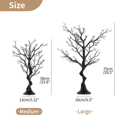NUPTIO Black Artificial Halloween Tree: 22.8in Tall Christmas Ornament Display Manzanita Fake Trees Decorative Faux Twig Branches Indoor for Wedding Table Centerpieces Easter Birthday Party Decor