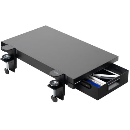 VIVO Clamp-on 6 x 9 inch (11 Including Clamps) Desk Extender, Wrist Support, Armrest Tray, Table Mount for Sit Stand Desks, Black, DESK-EXT09