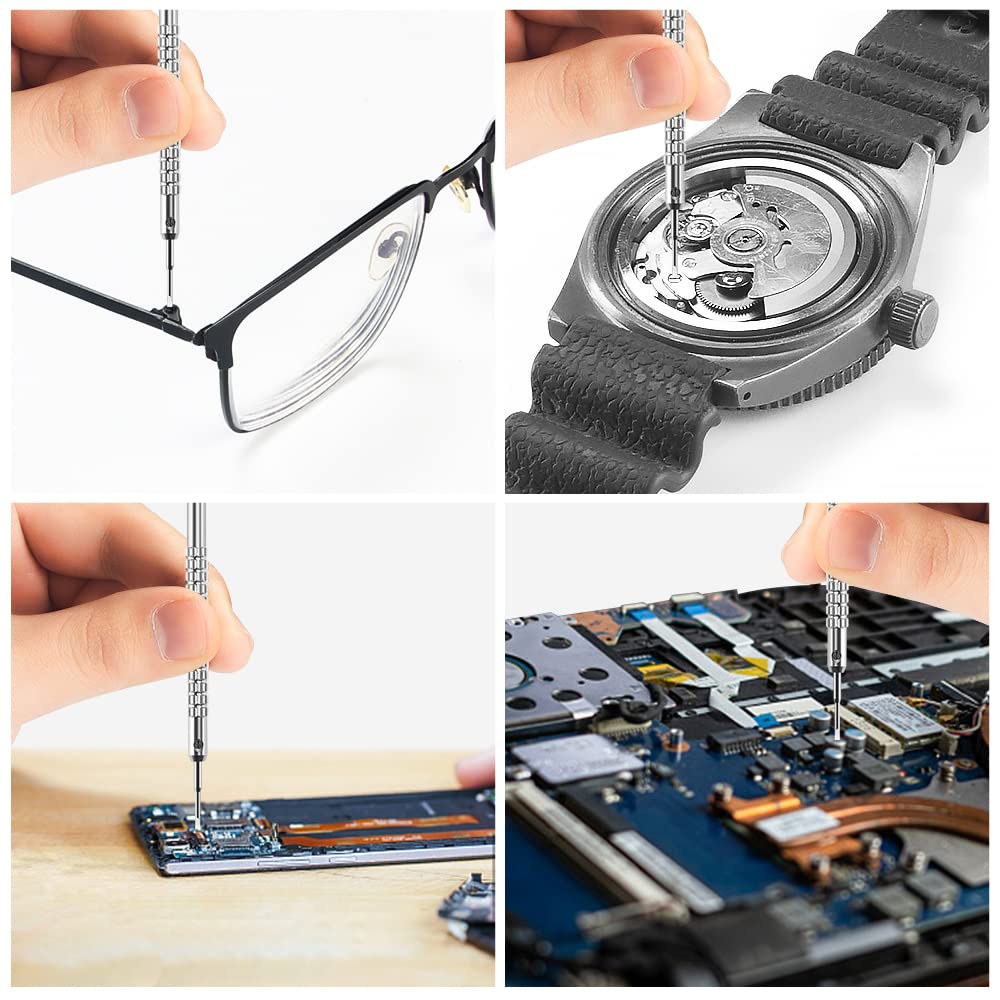 10 pcs Precision Slotted And Phillips Watch Screwdriver Set Different Sizes With 20 Extra Replace Blades Watchmaker Screwdriver Set for Watch,Jewelry,Eyeglass