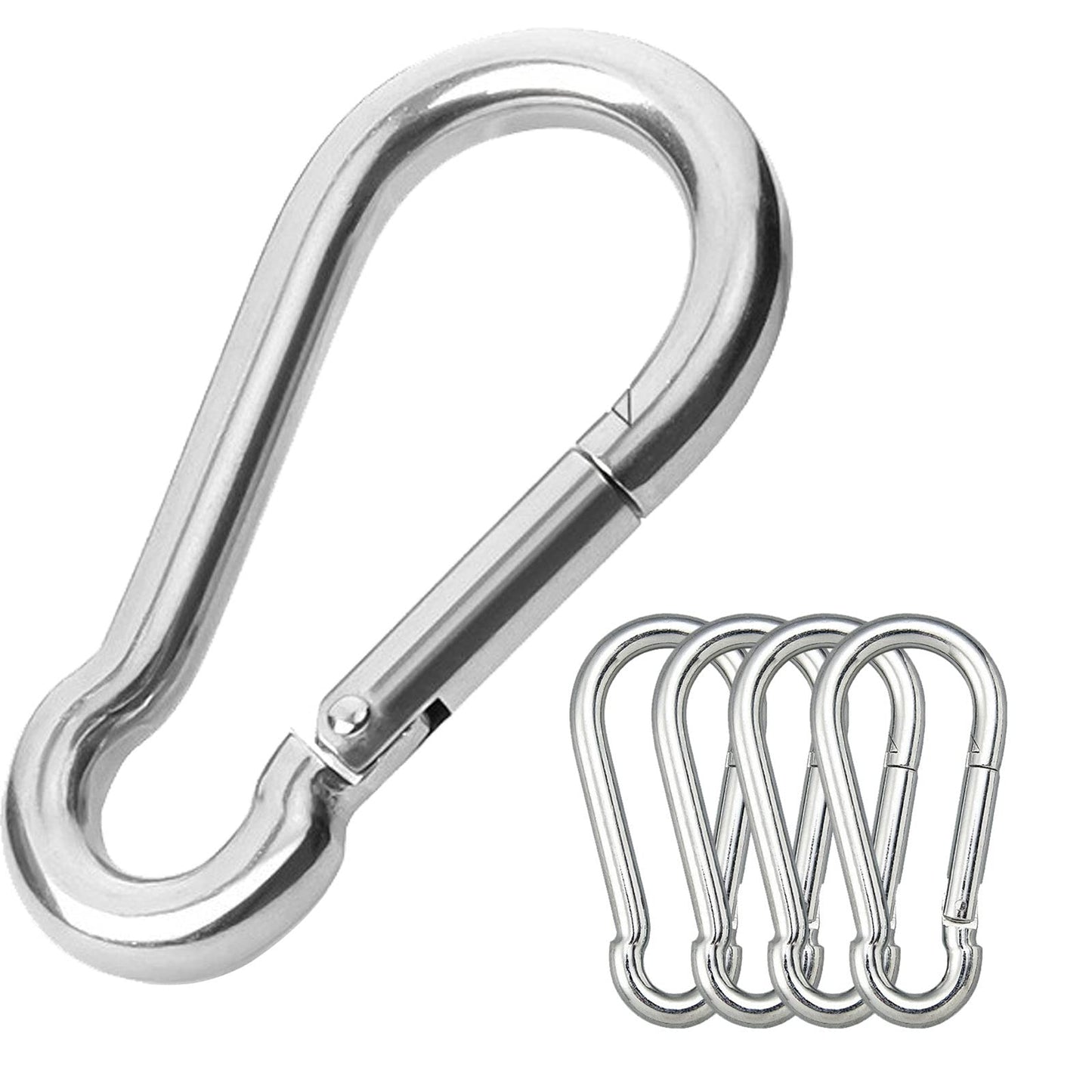 CAIDMOS 5PCS 3.15in Large Carabiner Clip, Stainless Steel Carabiner Heavy Duty, Spring Snap Hook, Locking Climbing Caribiners Clips for Gym, Plant Hanging, Outdoor Camping, Hiking. 600 lbs
