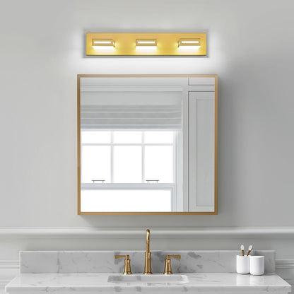 Donrao 24-Inch 3-Light LED Modern Gold Bathroom Vanity Light Fixtures Over Mirror, Bathroom Lighting Fixtures with Cool White 6000K, Vanity Wall Lights for Bath Restroom Powder Room
