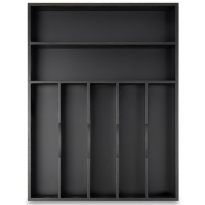 Besilord Silverware Organizer Kitchen Drawer Organizer Utensil Organizer Bamboo Silverware Holder Cutlery Organizer in Drawer Flatware Organizer Tray(7 slots, Black