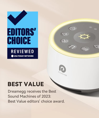 Dreamegg D1 Sound Machine - White Noise Machine with Baby Night Light for Sleeping, High Fidelity Sounds, Timer & Memory Feature, Sound Machine for Baby Adults, Home, Office, Travel (White)