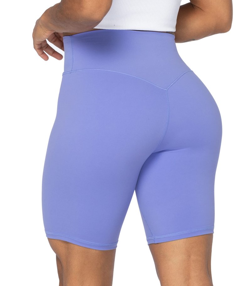 Sunzel 8" High Waist Biker Shorts for Women No Front Seam Soft Yoga Workout Gym Bike Shorts Tummy Control Squat Proof Purple
