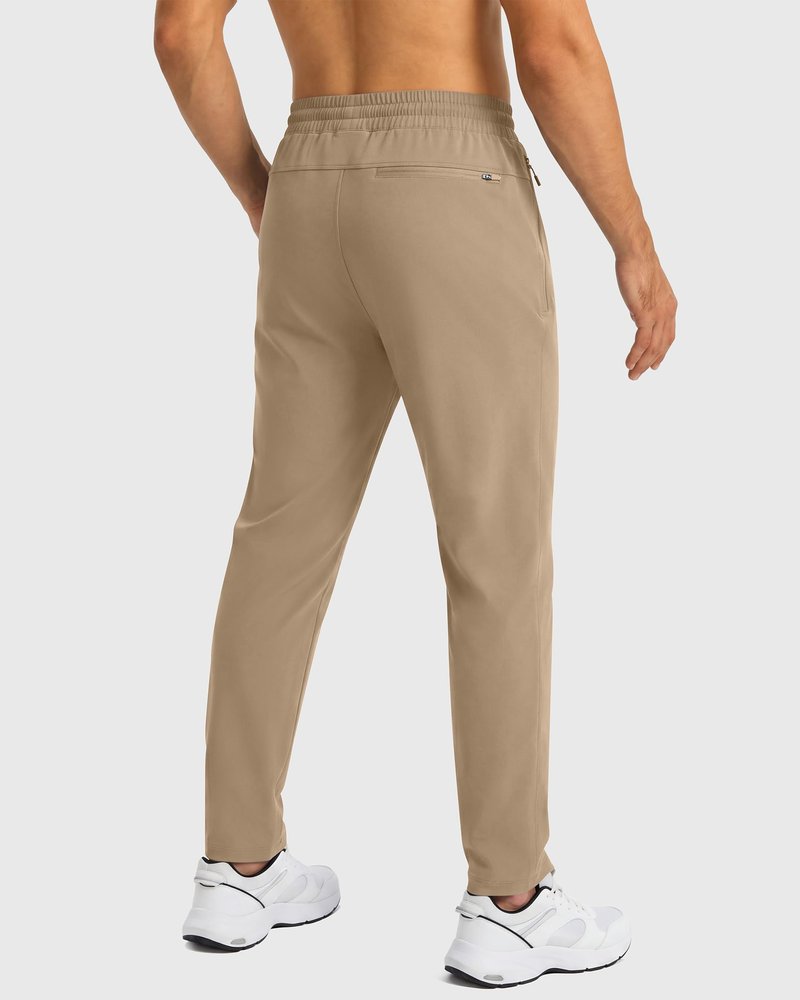 FOGFIRE Mens Sweatpants with Zipper Pockets Joggers for Men Workout Athletic Gym Track Fitness Clothing Khaki