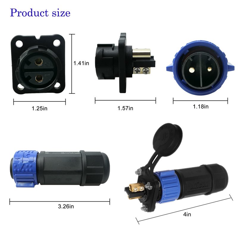 GaiRen 2 Pin 50Amp Trolling Motor Plug Receptacle Set, 12/24/36/48 Volt Marine Boat Power Waterproof IP67 Connector Trolling Boat Plug for Trolling Motors Compatible with 6/8 AWG Wire Blue