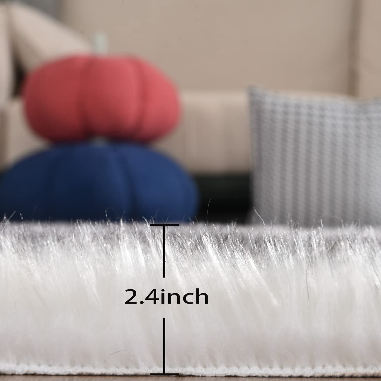 ORINOVA Grey and White Plush Shag Washable Rugs for Bedroom Faux Sheepskin Fur Furry Carpet for Living Room 2x6 Nursery Rug Runner