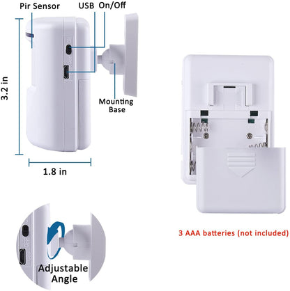 Motion Sensor Alarm, Long Range Wireless Driveway Alarm, Indoor Home Security System Electric Doorbells, 4 Motion Detector and 2 Alarm, 38 Chime Tunes, LED Indicator