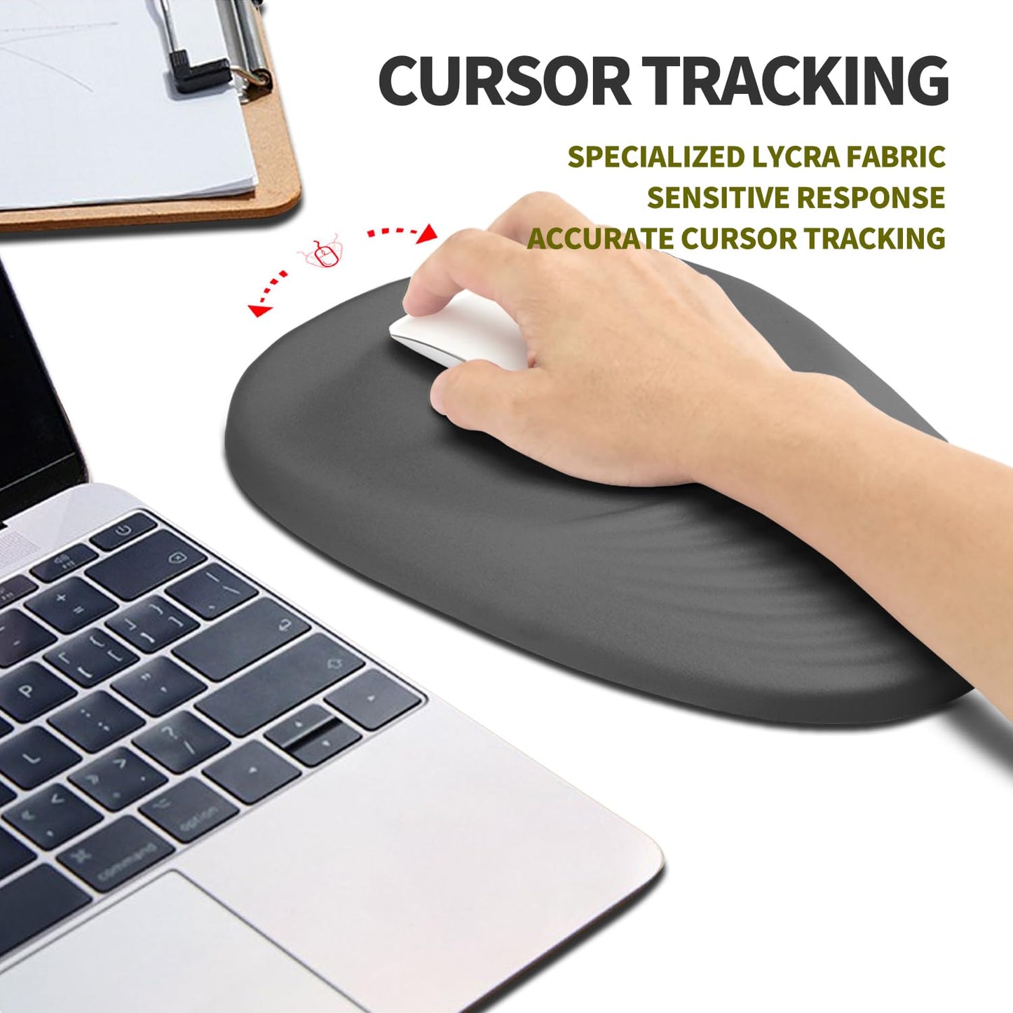 Hokafenle Ergonomic Mouse Pad Wrist Support, Terraced Slope Carpal Tunnel Wrist Pad for Mouse with Unibody Memory Foam, Wrist Rest Pain Relief Mousepad (Dark Grey, 11.8x7.9 in)