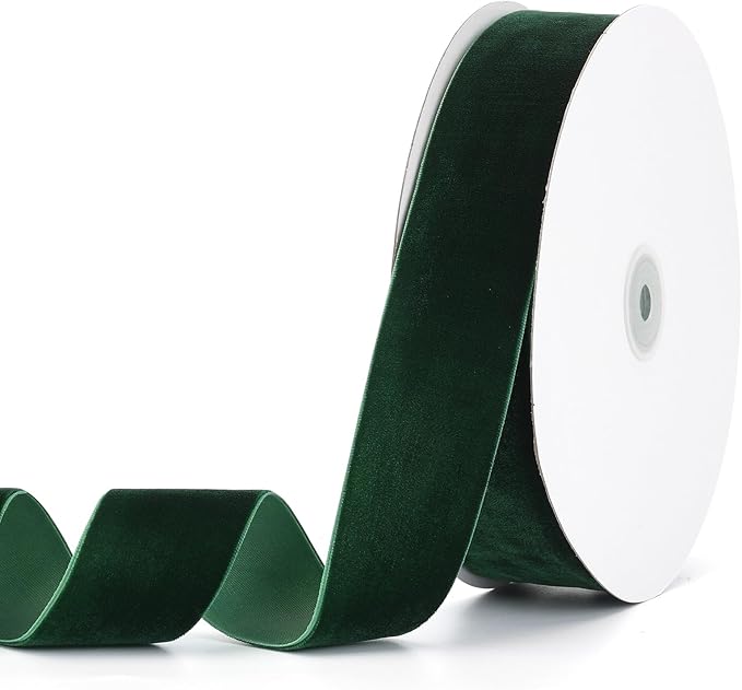 Dark Green Velvet Ribbon 1-1/2" x 20Yd,Great for Gift Wrapping,Hair Bows Making, Wreaths,Wedding and Christmas Party Decoration(Dark Green 1-1/2")