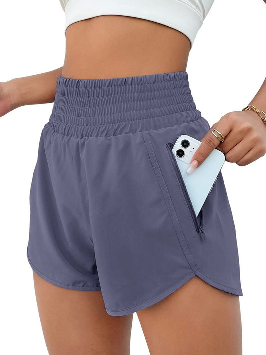 BMJL Women's Athletic Shorts High Waisted Running Short Pocket 2.5" Sporty Shorts Gym Elastic Workout Shorts(XXL,Bluish Grey)