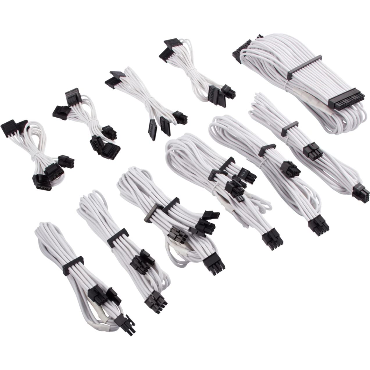 CORSAIR CP-8920224 Premium Individually Sleeved PSU Cables Pro Kit – Black, 2 Year Warranty, White