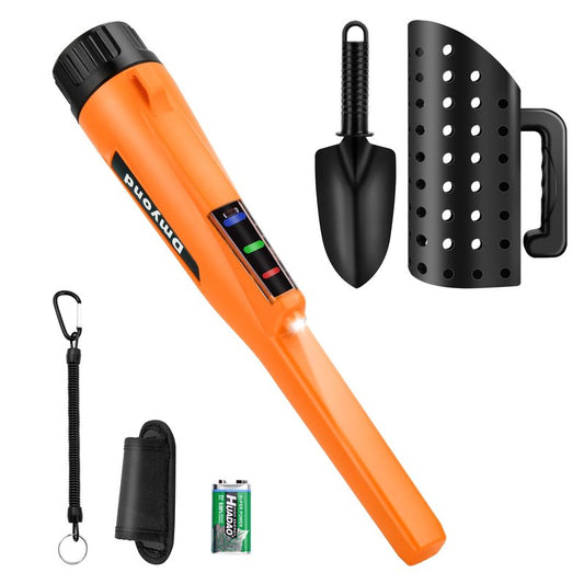 Dmyond Metal Detector Pinpointer & Accessories - IP68 Full Waterproof Handheld Pin Pointer Wand with 3 Modes - Includes Sand Sifter Scoop and Shovel for Beach Digging, Treasure Hunting