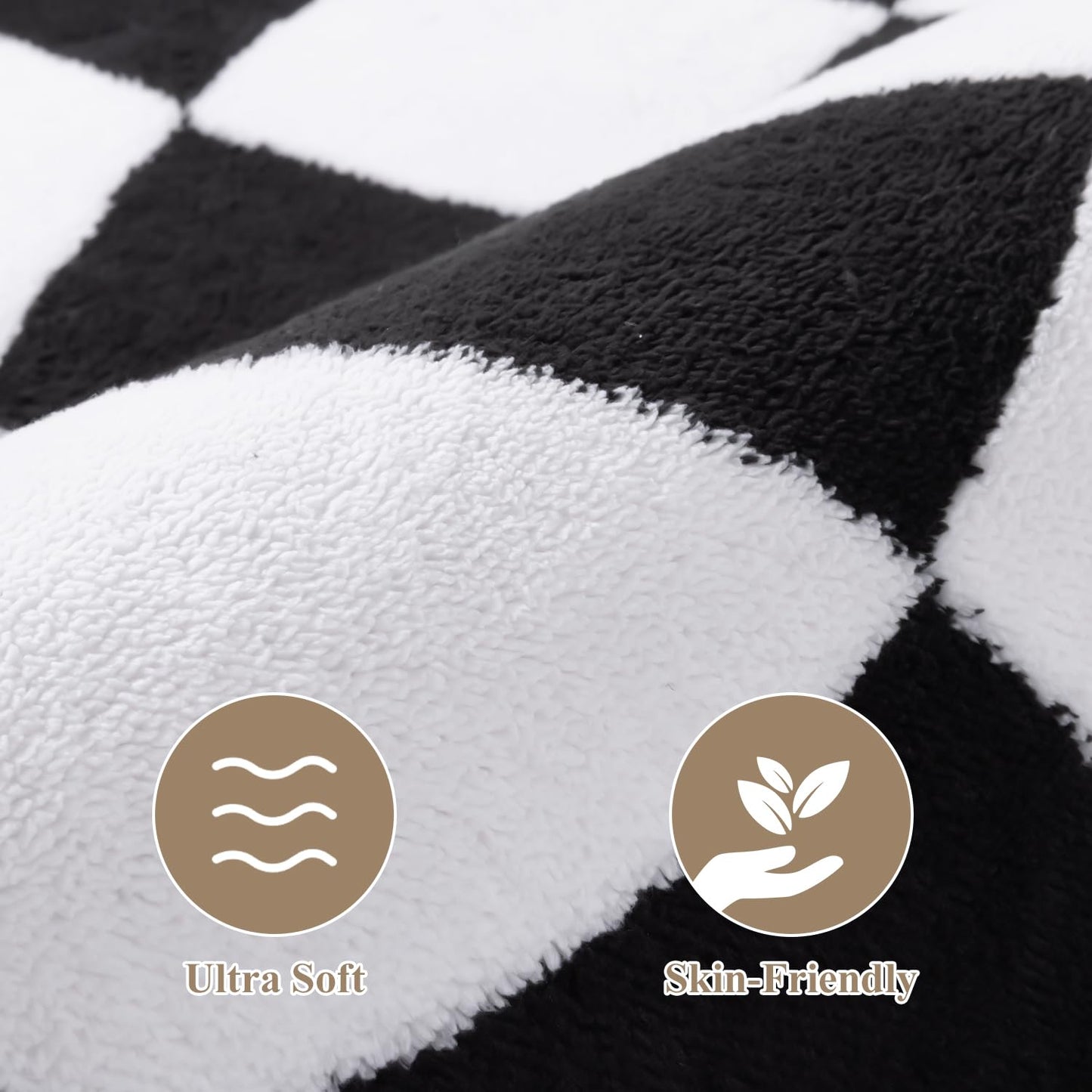 Yamaziot 8x10 Large Checkered Area Rug, Non-Slip Soft Washable Living Room Rug with Rubber Backing, Low Pile Rug Floor Carpet for Dinning Room, Bedroom, Black
