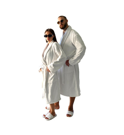 Westlane Linens 100% Egyptian Cotton Terry Toweling Bathrobe with complimentary Slippers, Hotel & Spa Quality Unisex Dressing Gown Bath Robes for Men & Women