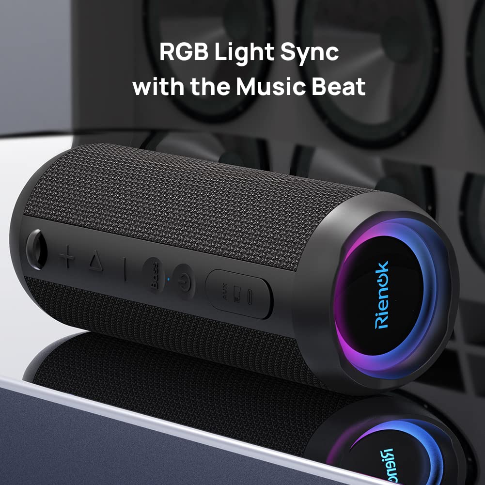 RIENOK Bluetooth Speaker Portable Wireless, 30W Enhanced Bass, IPX7 Waterproof, Bluetooth 5.3, Outdoor Speaker for Travel and Sport