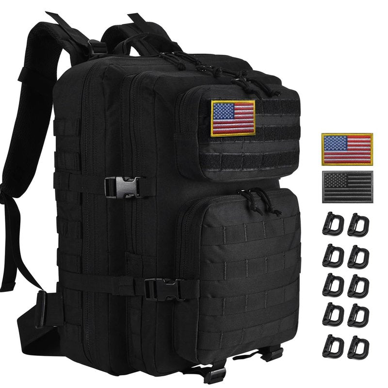 R.SASR 45L Black Tactical Backpack Military Assault Pack, MOLLE System Large 3 Day Bug Out Bag for Men Women Hiking Camping(Black-01)