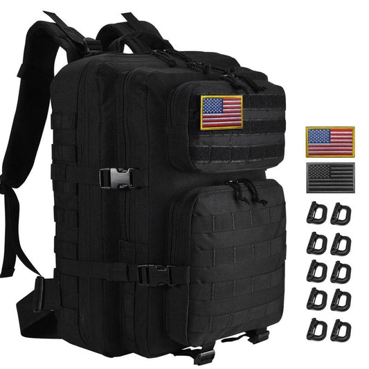 R.SASR 45L Black Tactical Backpack Military Assault Pack, MOLLE System Large 3 Day Bug Out Bag for Men Women Hiking Camping(Black-01)