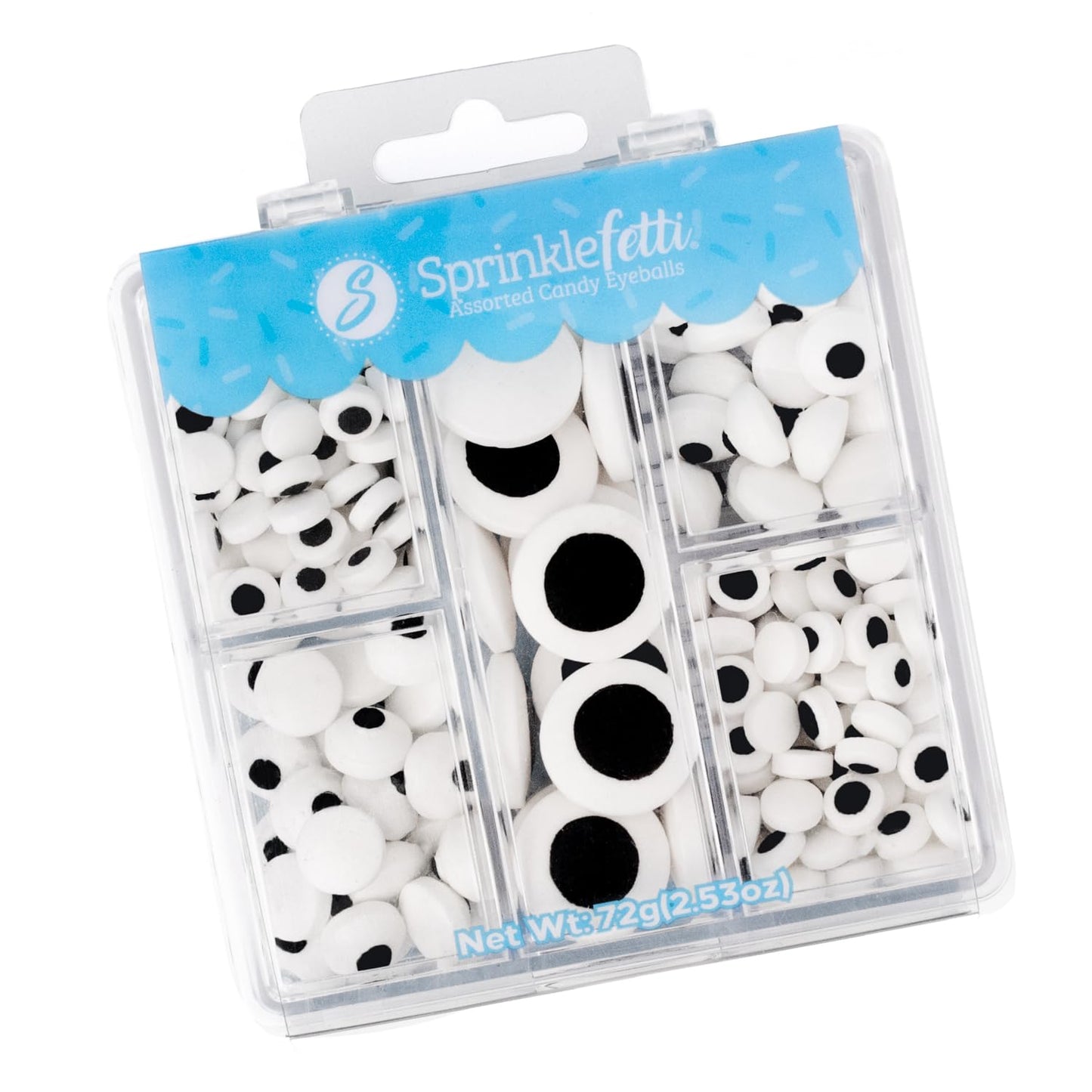 Sweets Indeed Halloween Eyeball Tacklebox – 2.53 oz Assorted Candy Eyeballs for Baking & Decorating – 18mm, 10mm & 3mm Edible Eyes for Cookies, Cupcakes & Cakes