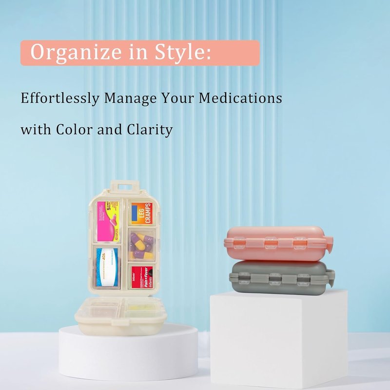 Pocket Pharmacy with Medicine Labels 146 Labels Travel Daily Pill Container Mini Medication Organizer Storage Pill Organizer Travel Essentials Pill Case 7 Day Pill Organizer (Purple, 1 Pack)