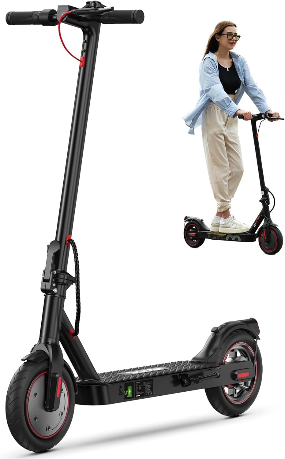 iScooter Electric Scooter, 12 Miles Long Range, 18 Mph Top Speed, Commuting Electric Scooter with Cuise Control, Double Braking Systems Escooter for Adults and Teens - i8