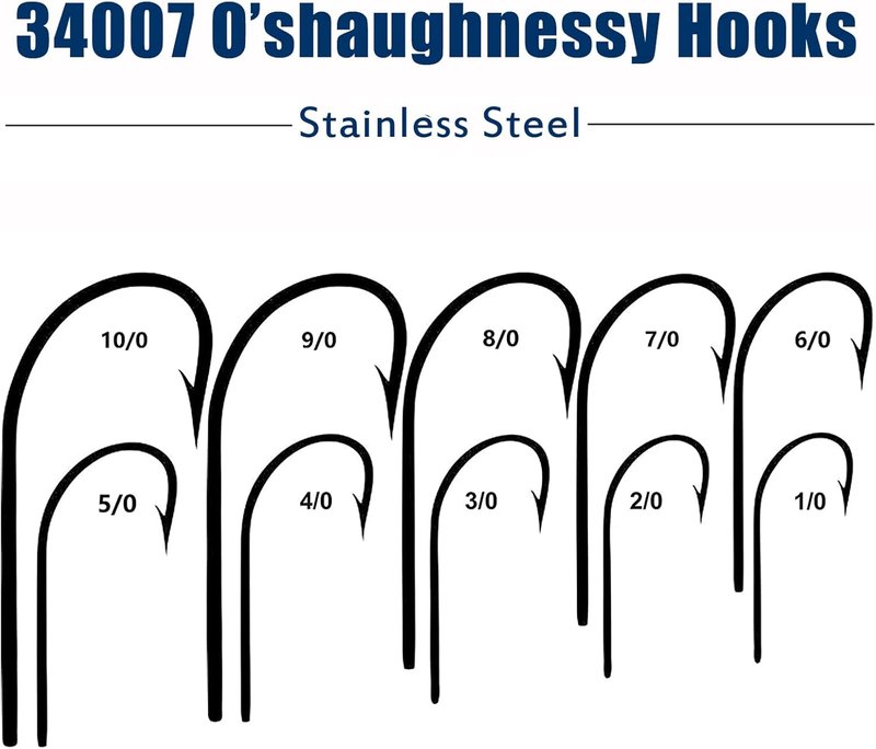 Saltwater Fishing J Hooks - O'Shaughnessy Forged Stainless Steel for Trolling | Size 1/0-10/0