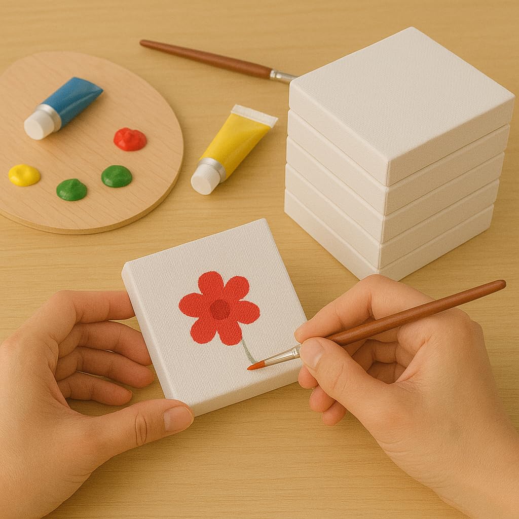 LWR CRAFTS Mini Stretched Canvas 2" X 2" 5cm x 5cm Pack of 12