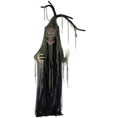 Haunted Hill Farm Life-Size Haunted Talking Tree Halloween Animatronic with Moving Mouth, Lights and Sound, Touch Activated and Battery Operated Indoor or Covered Outdoor Halloween Decorations