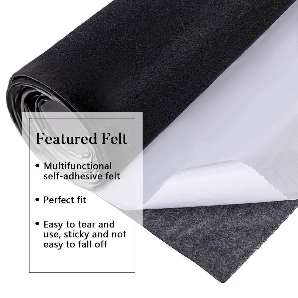 BENECREAT 40cmx2m Black Self Adhesive Sticky Backed Felt, Multipurpose Adhesive Fabric Sheet Roll for Drawer Box Liner, Cup Mat, Picture Framing, Chair Leg, 1mm Thick