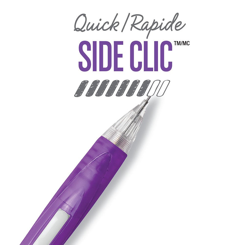 BIC Velocity Side Clic Mechanical Pencils, With Colorful Barrel, Medium Point (0.7mm), 4-Count Pack Mechanical Pencils With Eraser and Lead Refills