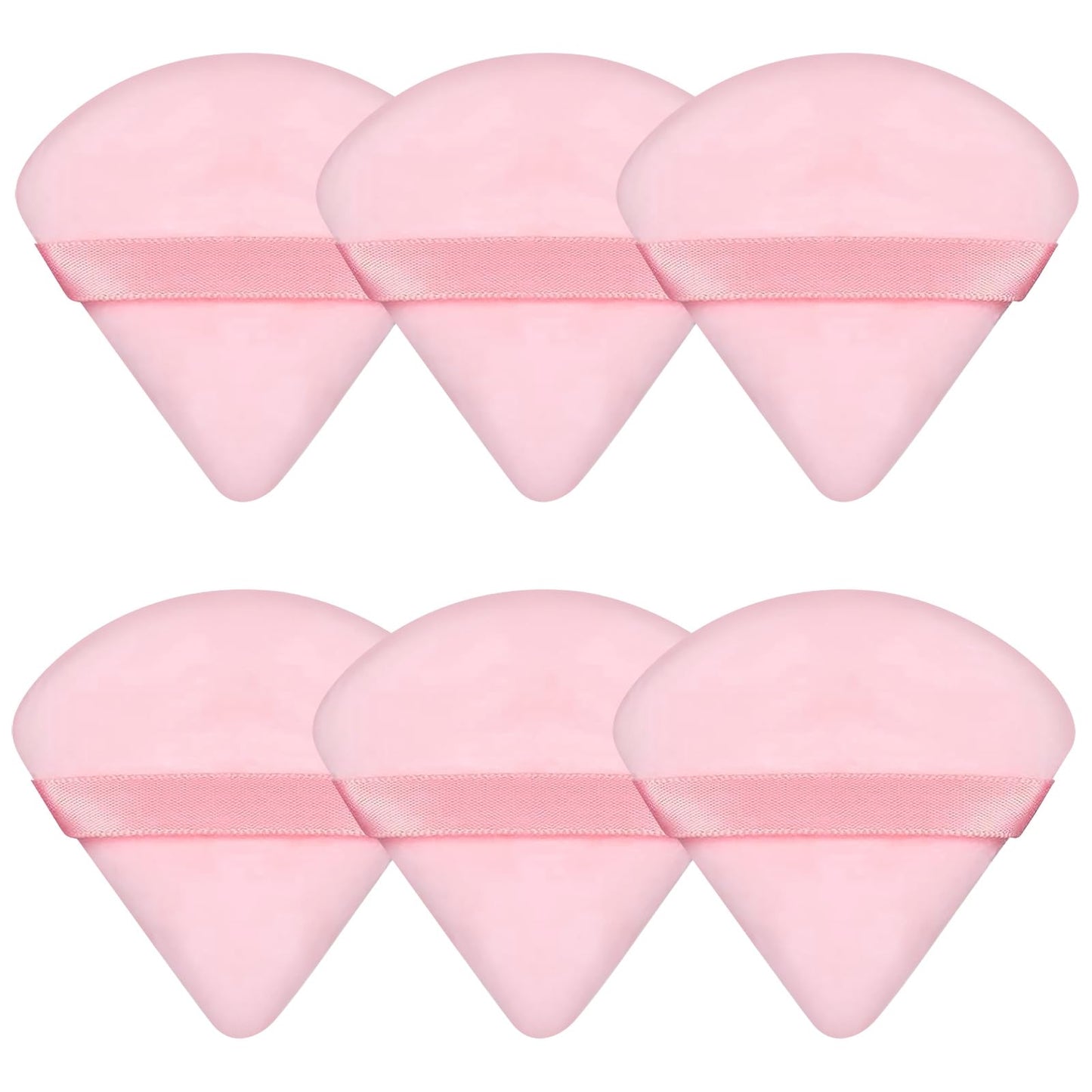 Pimoys 6 Pieces Powder Puff Face Makeup Sponge Soft Velour Triangle Powder Puffs Beauty Sponge Stocking Stuffers for Loose Powder (Black, Pink)