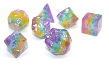 Dice DND Dice Set Glitter Rainbow Dice Fit Dungeons and Dragons D&D RPG Role Playing Game Pathfinder MTG Table Game Transparent Polyhedral Dice Set (Sparkly Rainbow)