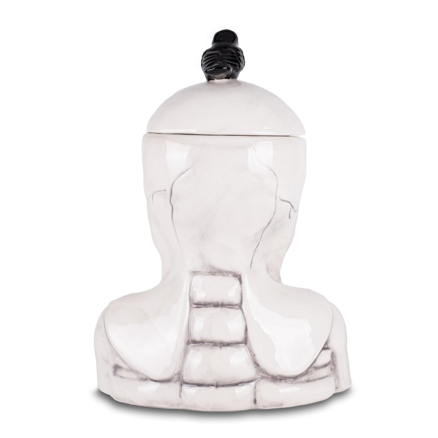 100 North Dolomite Ceramic 12 x 8.5 Halloween Cookie & Candy Jar with Airtight Lid: Perfect for Kitchen Canisters, Pet Treat Containers & Fall Decorative Candy Dish, Skeleton with a Crow