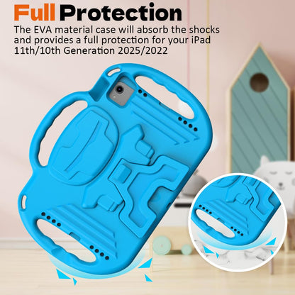 Surom Kids Case for New iPad A16 11th Generation 11-inch 2025/10th Generation 2022 & Air 11" (M3/M2) 2025/2024 & Air 5th/4th Gen & Pro 11, Shockproof Case with Shoulder Strap Handles Stand, Blue
