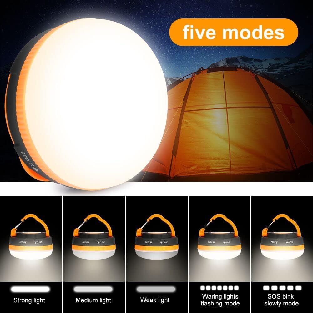 flintronic 3PCS Camping Lights, Camping Light LED Tent Light Portable Outdoor Tent SOS Light 5 Modes with Hook, IP43 Waterproof for Hiking Fishing Emergency Home Power (Not Include Batteries)