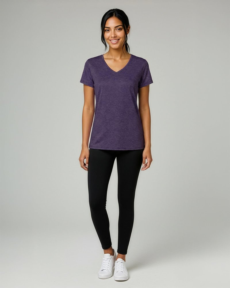 Real Essentials 5 Pack: Women's Dry-Fit Short Sleeve V Neck T Shirt Workout Fitness Yoga Top Tee, Set 14, XL