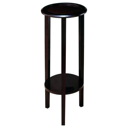 Coaster Home Furnishings - Kirk - Wood - 12-Inch Round Plant Stand with Lower Shelf, Straight Legs - Transitional Style - Living Room or Entryway - Espresso - 900936
