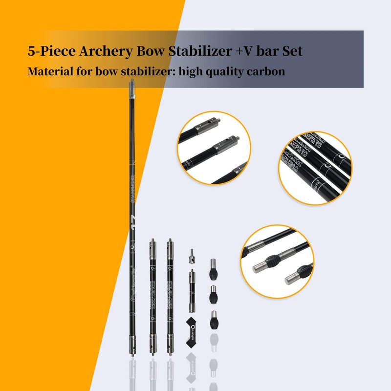 Perogen Archery Bow Stabilizer Set for Recurve Bow, Carbon Fiber Bow Stabilizer Extension Pole Kit