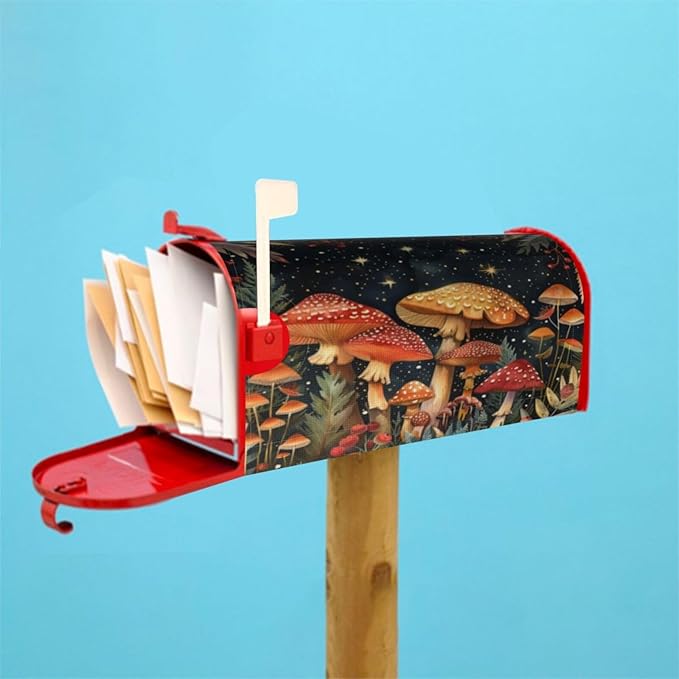 DADABULIU Mailbox Covers Mushroom Forest Vintage Magnetic Letter Post Box Cover Standard Size 21 x 18 Inch Garden Yard Home Decorative