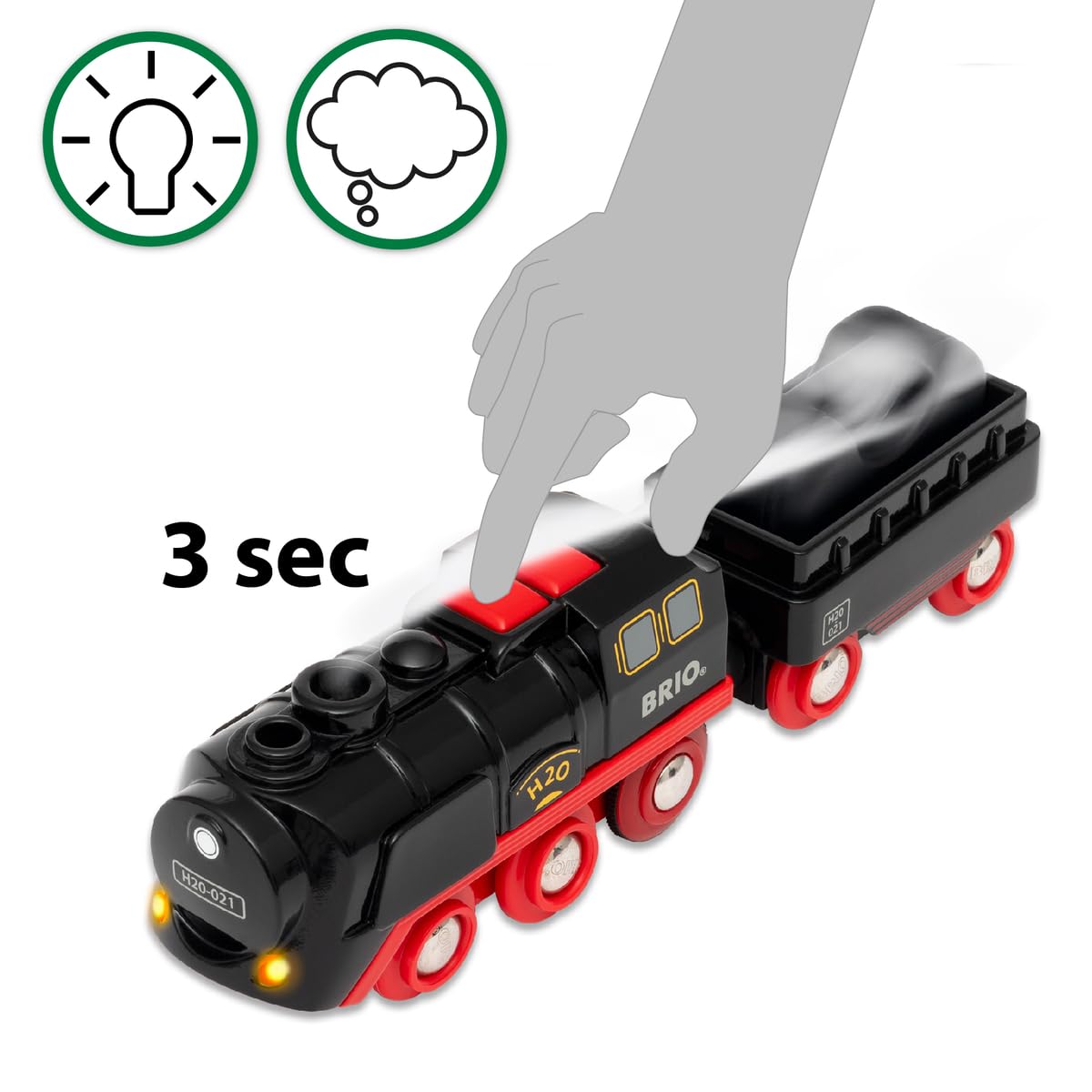 BRIO World Battery Powered Steaming Toy Train Engine for Children Age 3 Years Up for Kids