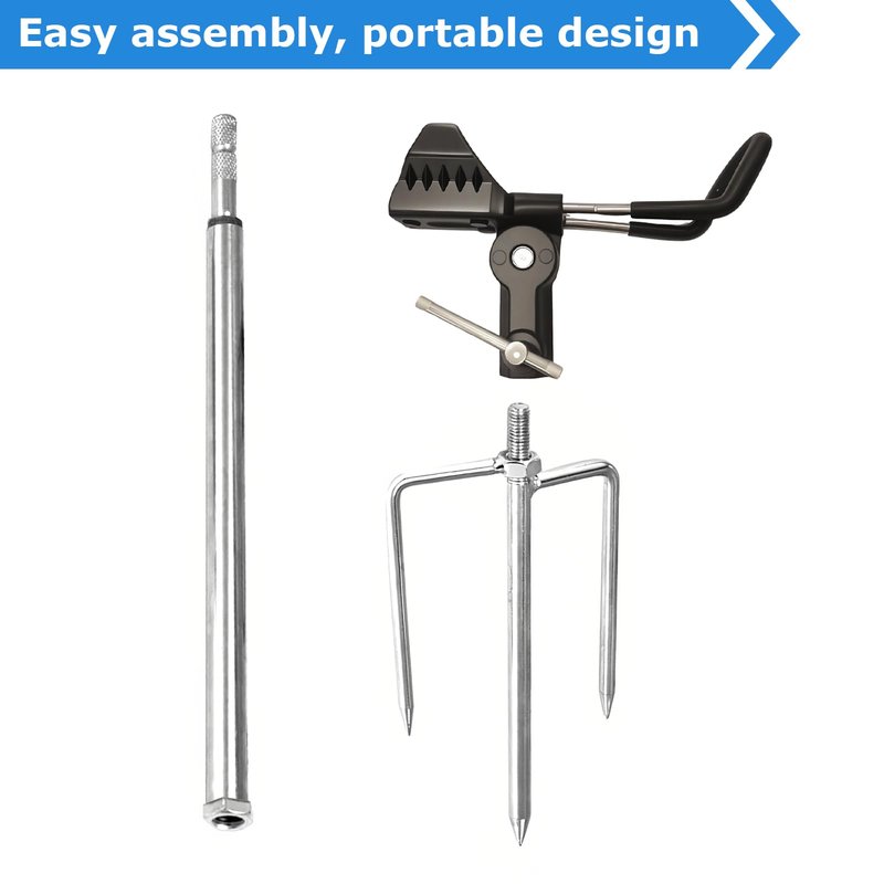 Aijmguo 2Pack Fishing Rod Holder for Ground, 360 Degree Adjustable Bank Fishing Pole Holders, Multifunctional Stainless Steel Beach Fishing Rod Stand Easy Set Up Rustproof(Gift for Men)
